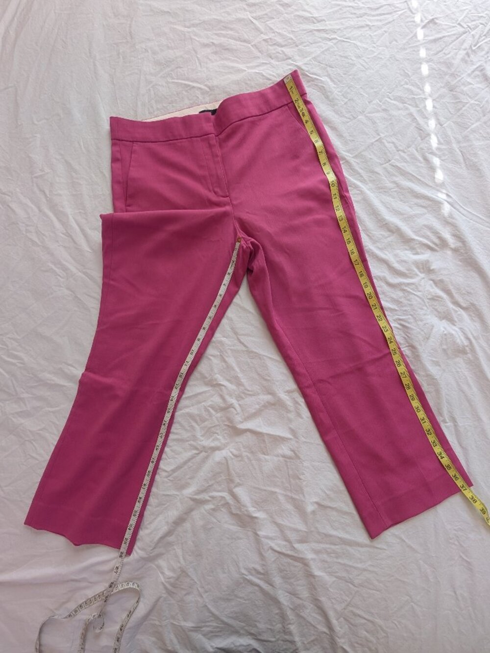 EUC J. Crew Pink Willa Cropped Flare Wool Trousers in Size 12 - Picture 12 of 15